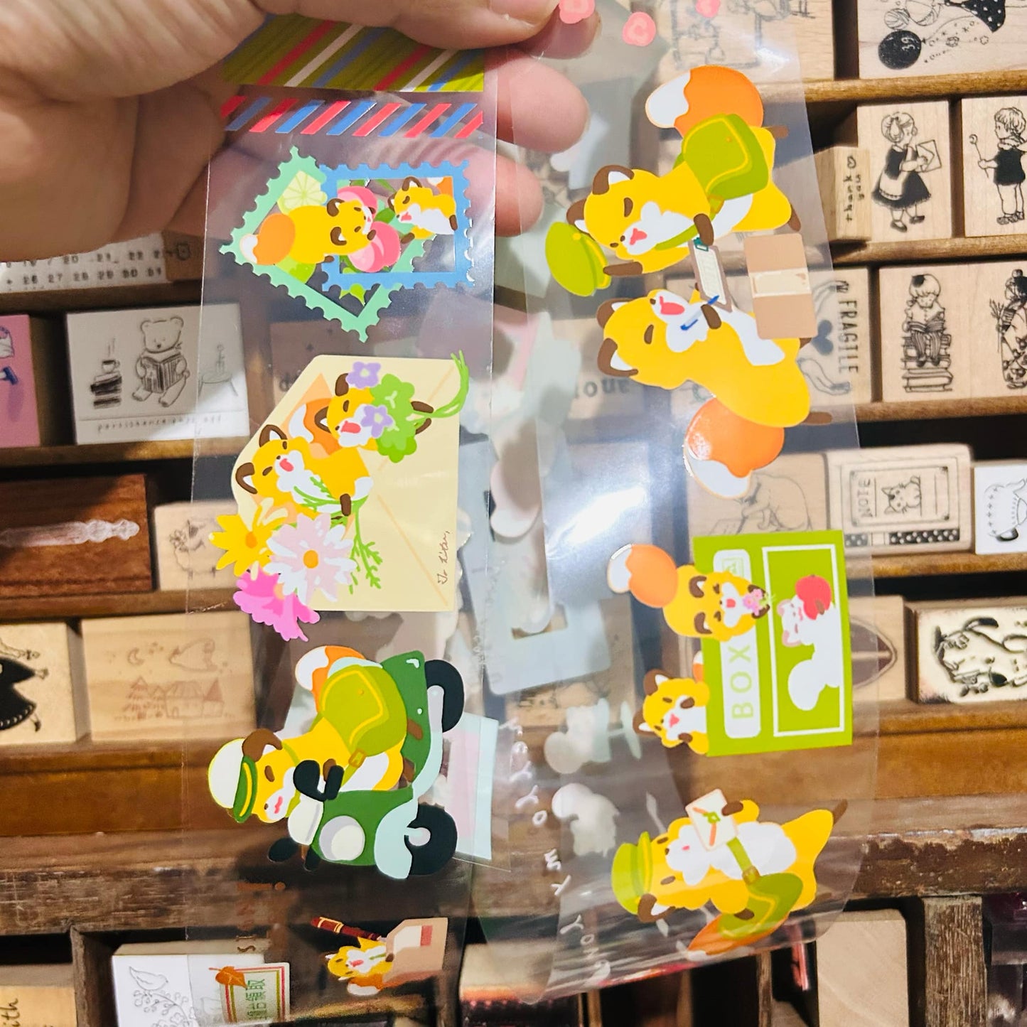 Kitsunebiyori Post Office Mail PET Tape Full Roll and Samples