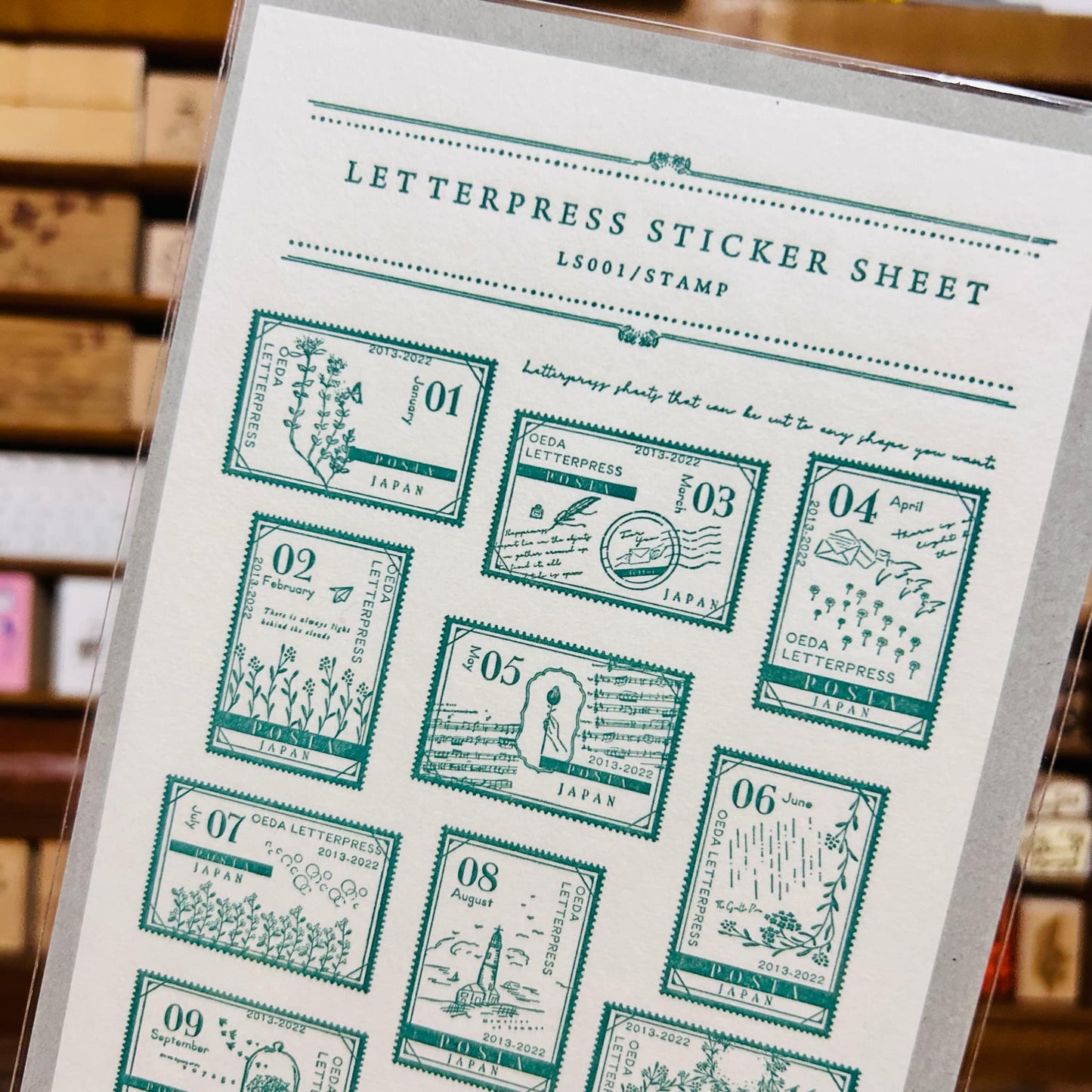 Oeda Letterpress Green Sticker Sheet