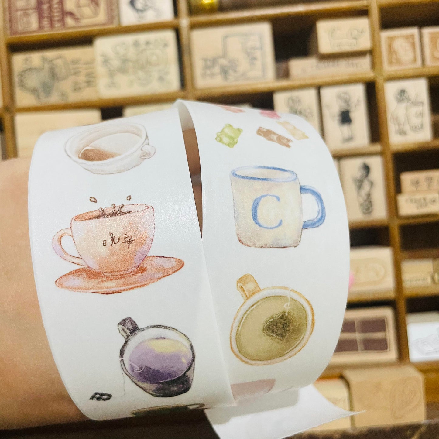 Yeoncharm Midnight Tea Party Washi Tape Roll and Sample