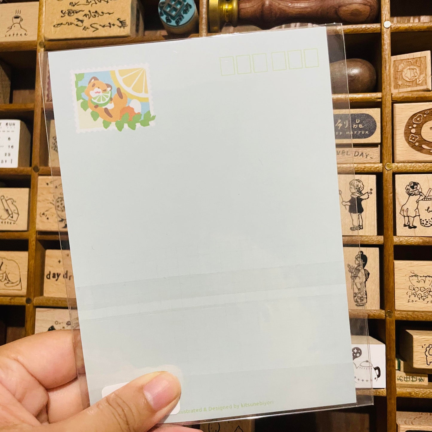 Kitsunebiyori Lemon Tile Postcard