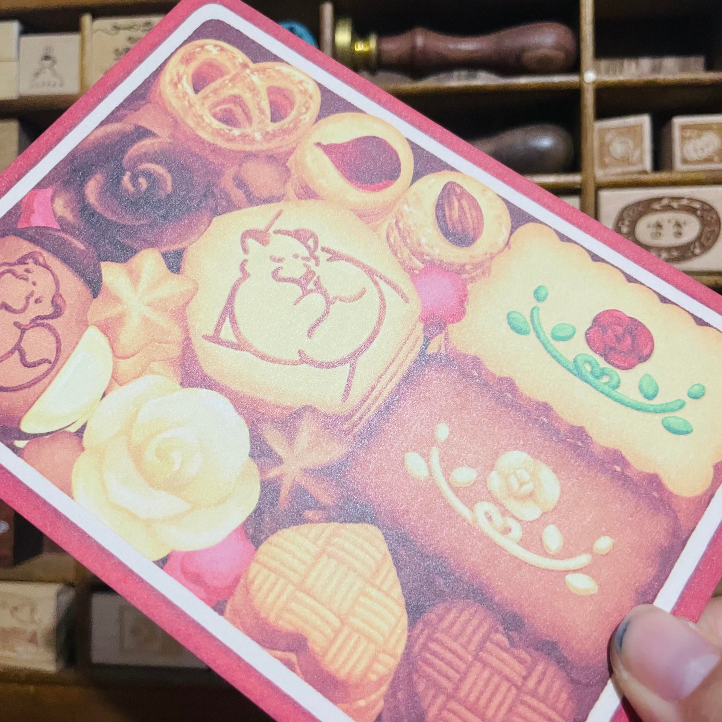 Kitsunebiyori Red Cookie Box Postcard