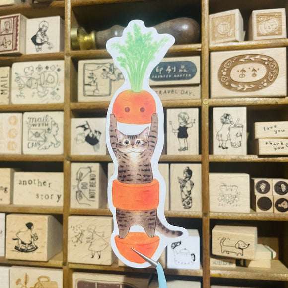 Davidcookslove Carrot Cat Waterproof Sticker