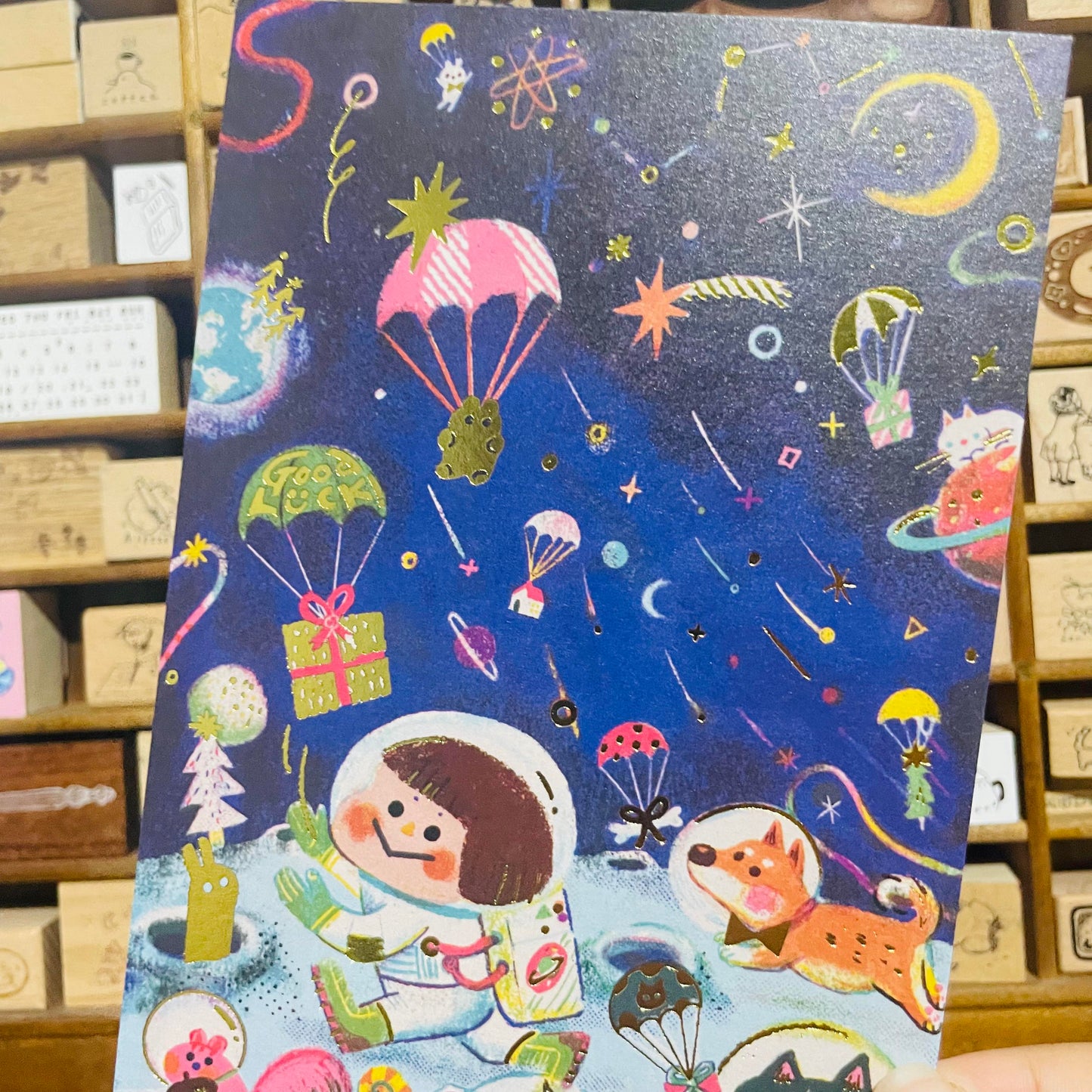 Dayuyoyo Space Gold Foiled Big Postcard