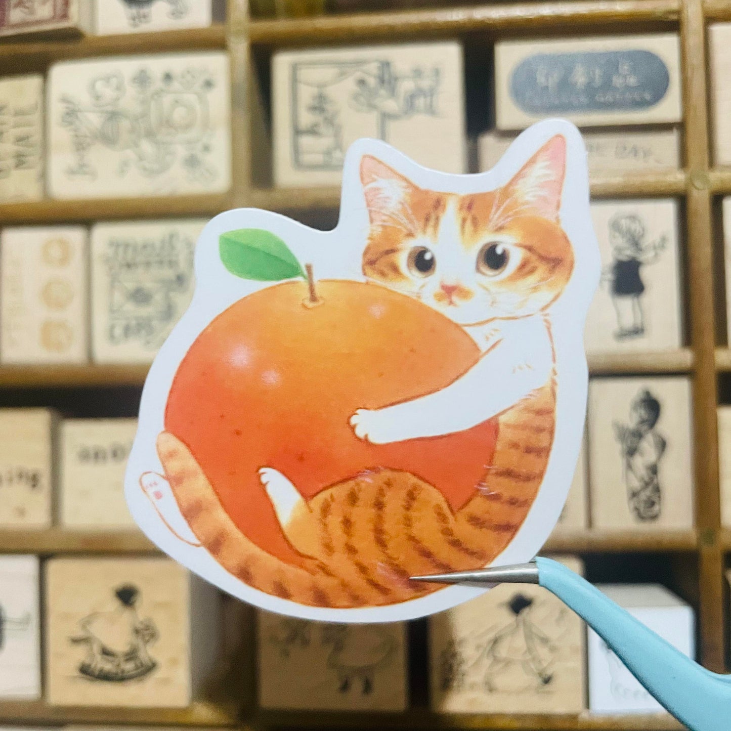Davidcookslove Orange Cat Waterproof Sticker