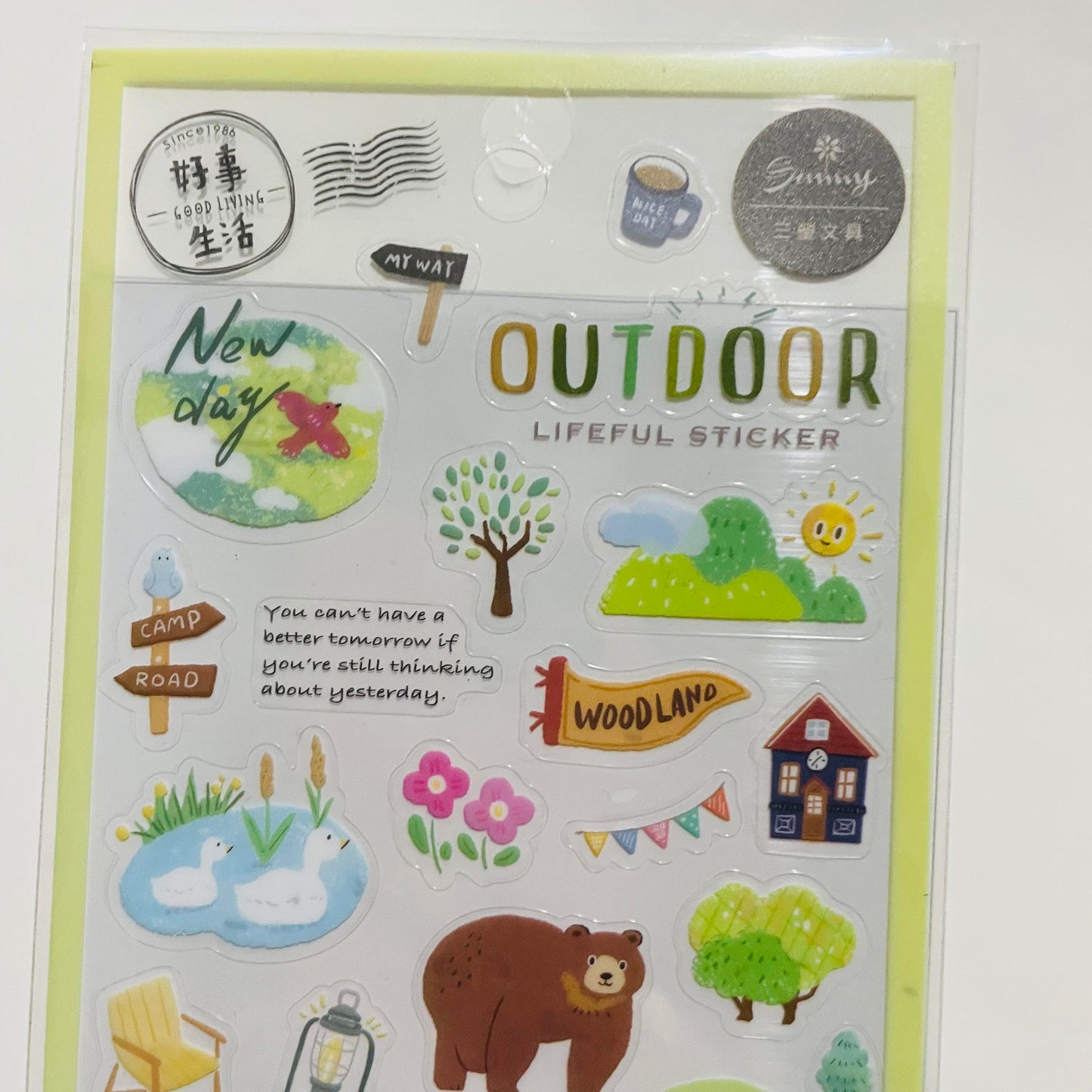 SUNNY Green Outdoor Transparent Sticker Sheet