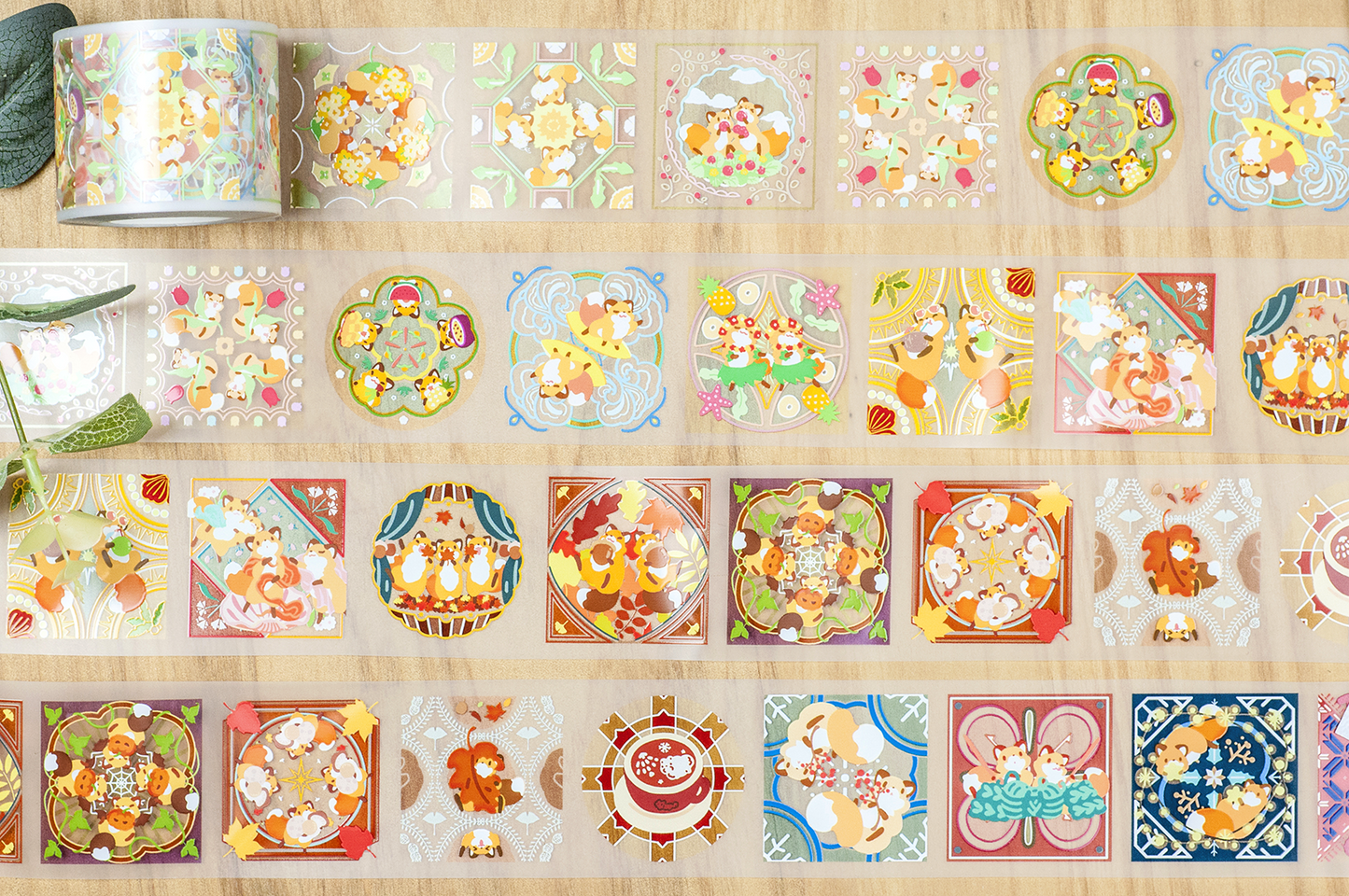Kitsunebiyori Four Seasons Tiles PET Tape Full Roll