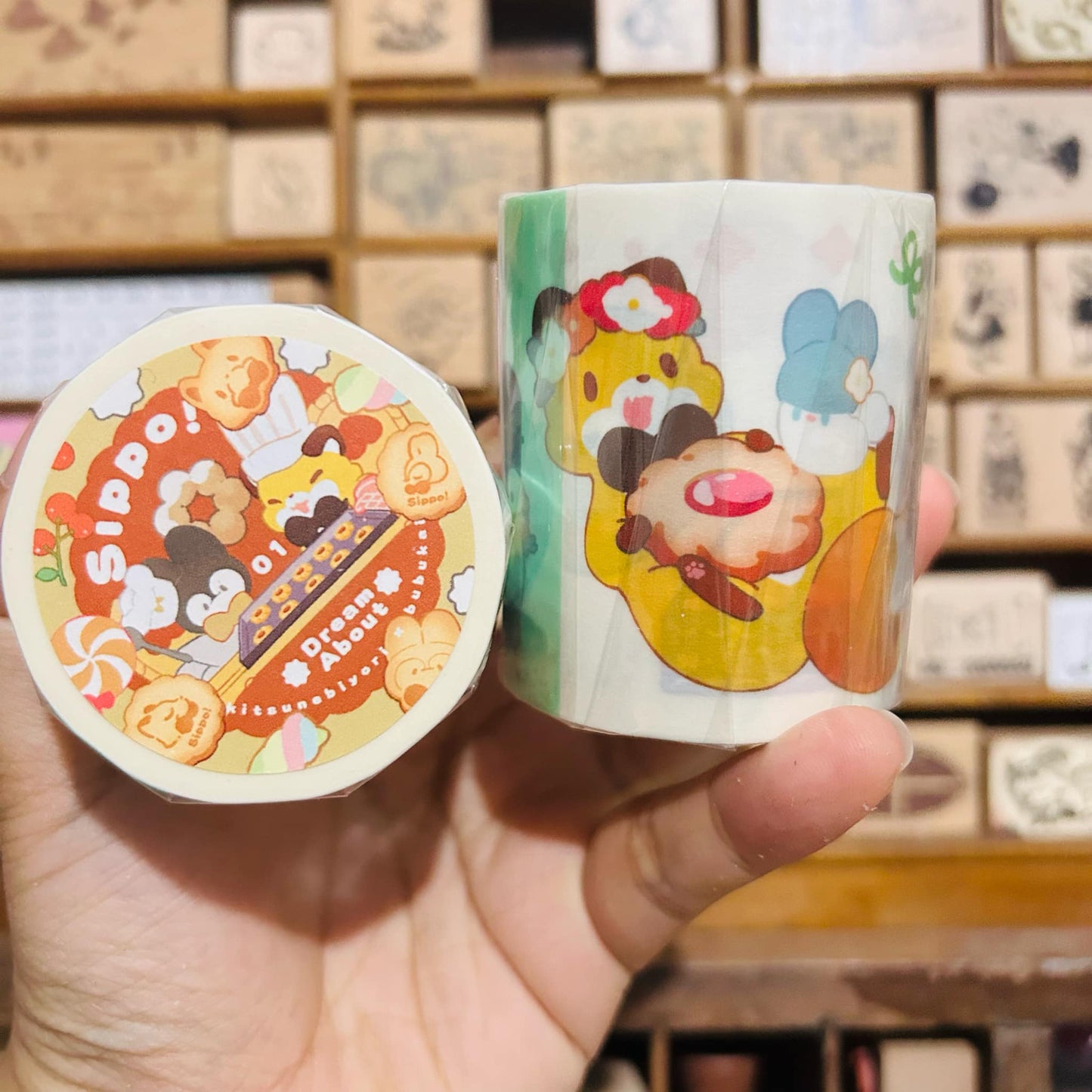Kitsunebiyori x Bubukai Washi Tape Roll and Samples