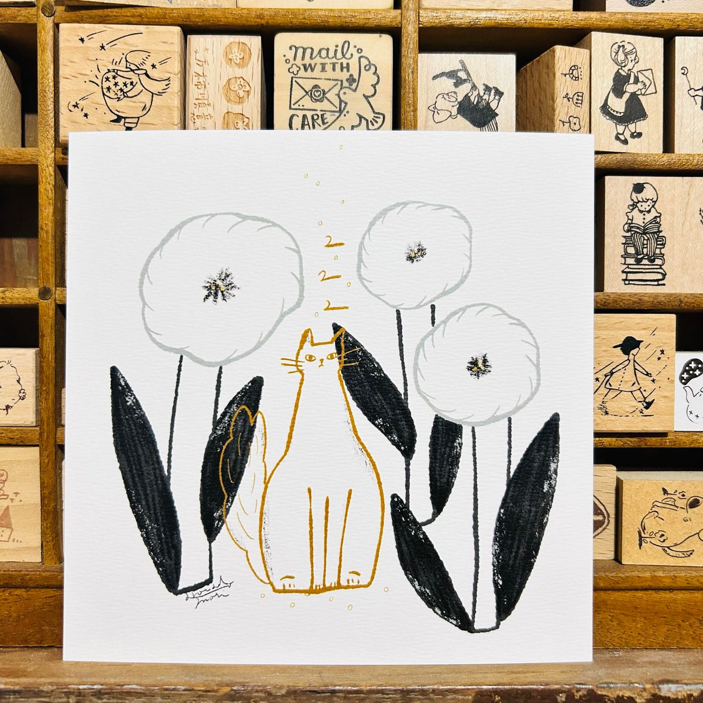 avocadomori Cat Flower Postcard