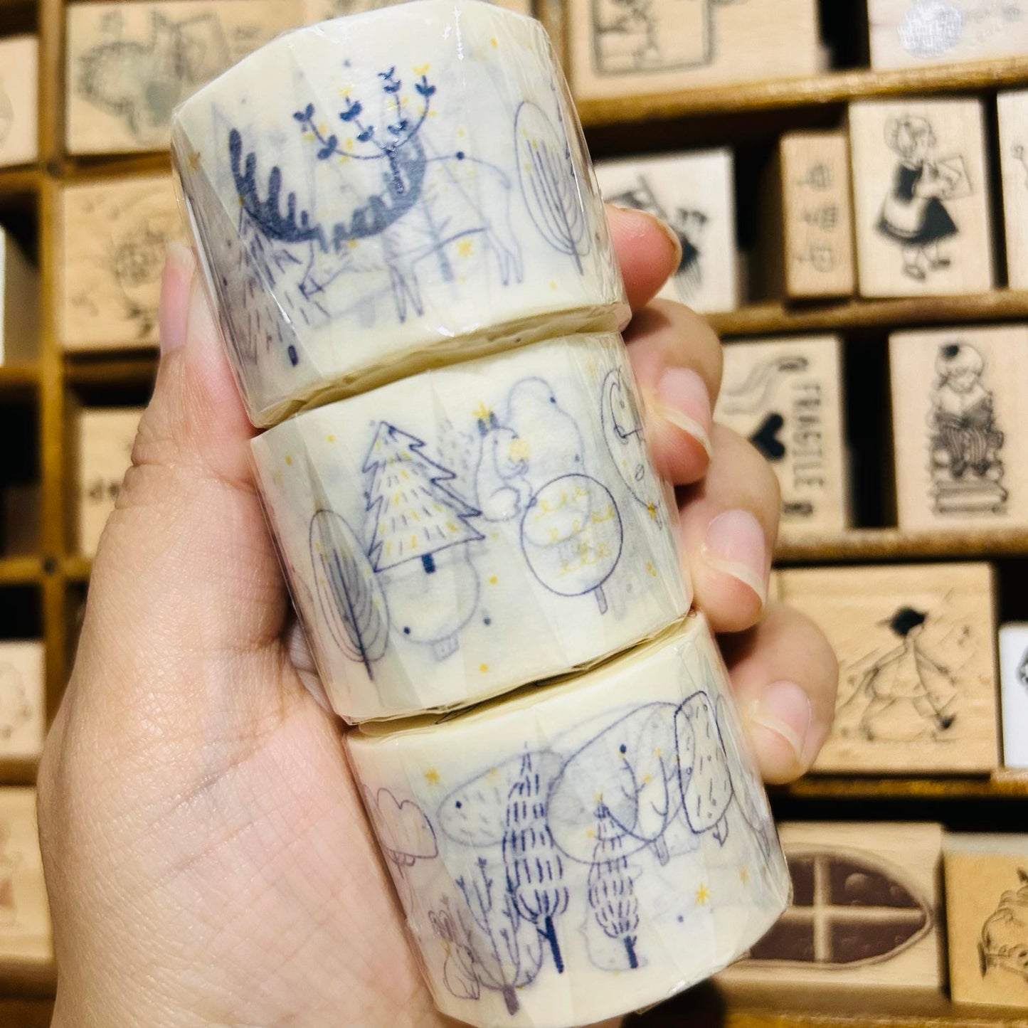 avocadomori Snow Animals Masking Tape Roll and Samples
