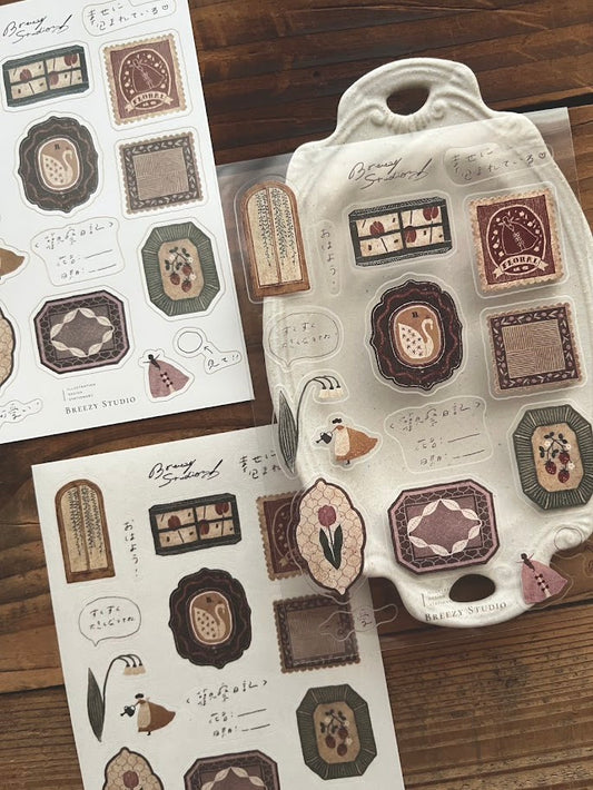 Breezy Studio Flower Window 3-material Sticker Set