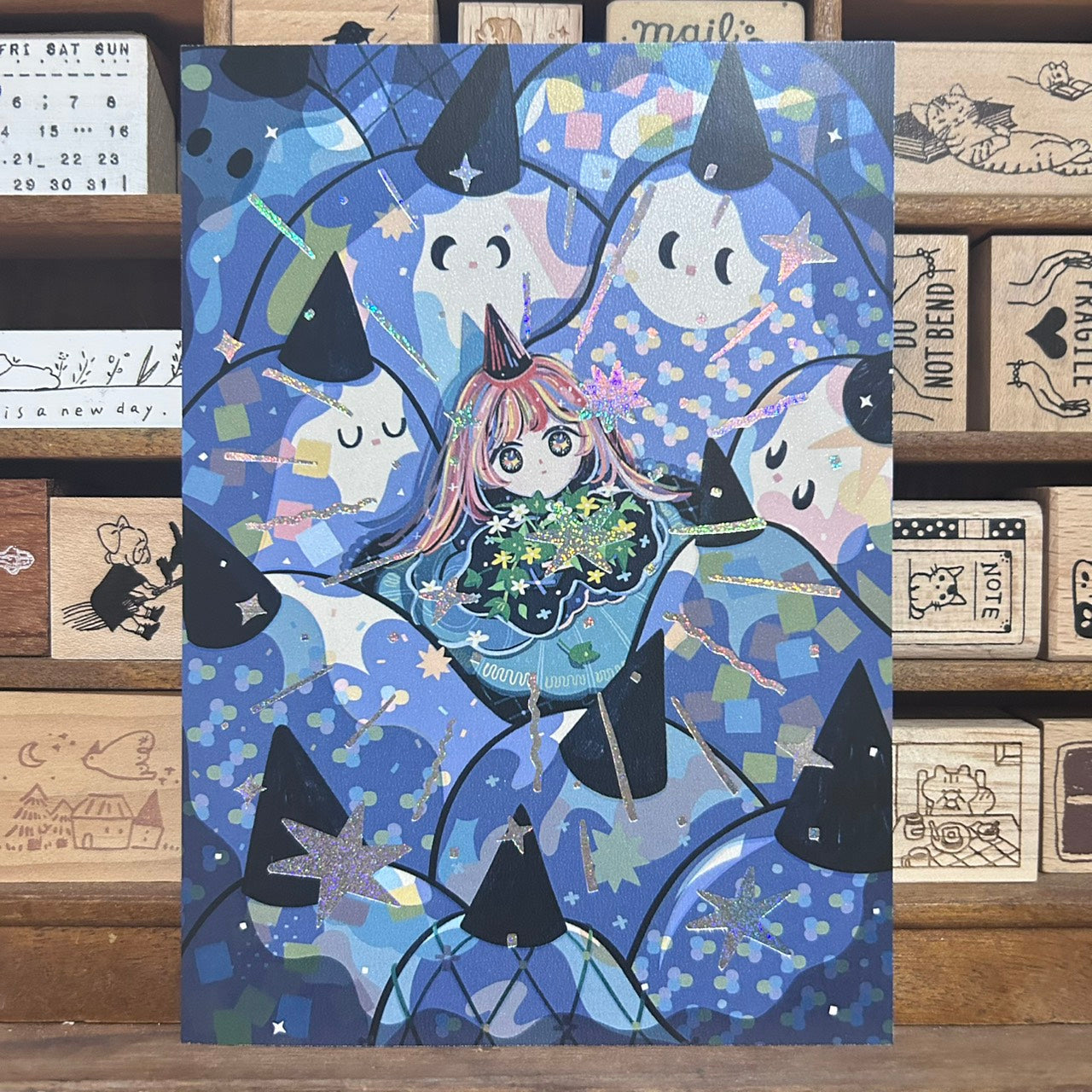 wohenlanduo Ghost Star Holographic Postcard