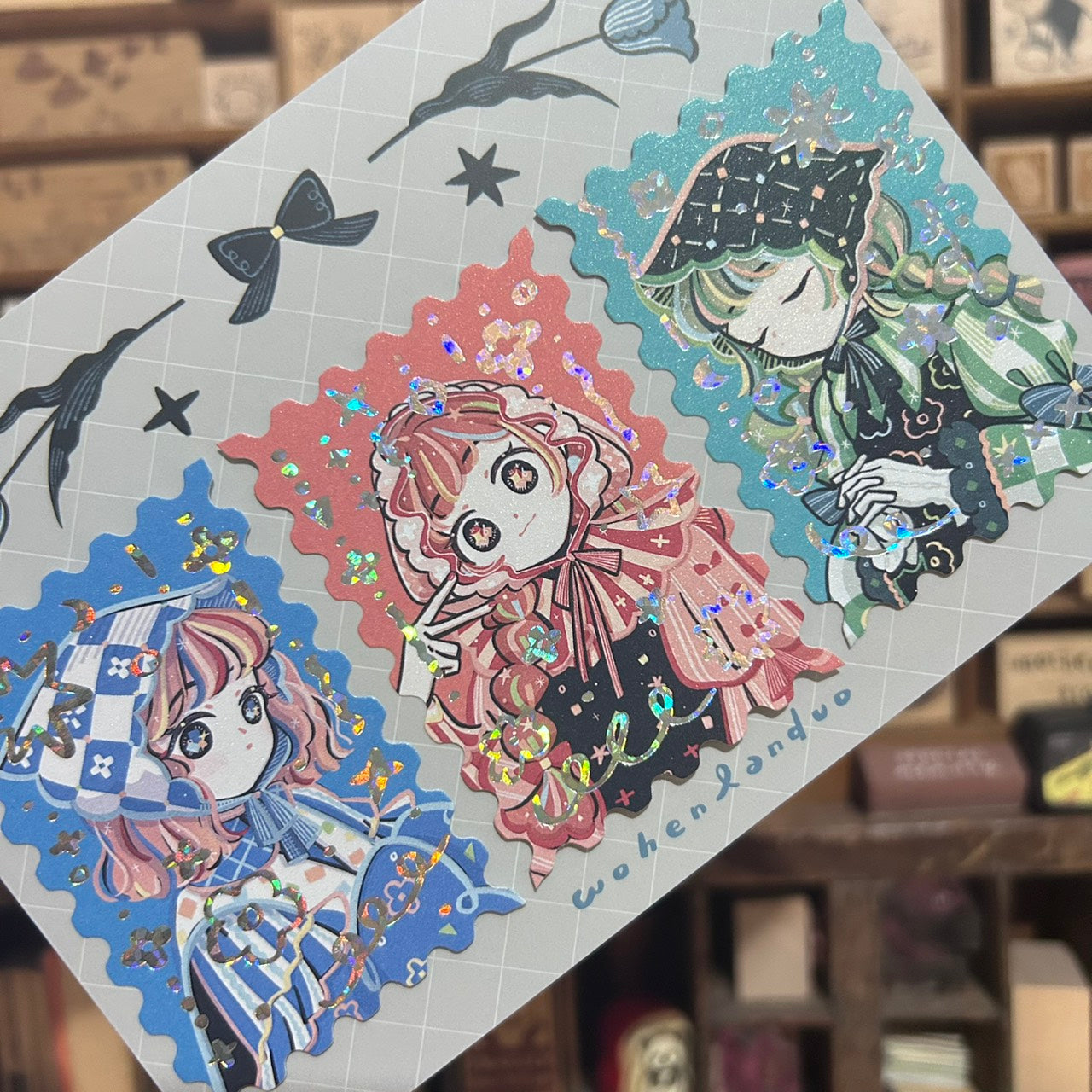 wohenlanduo Colorful Holographic Sticker Stamps