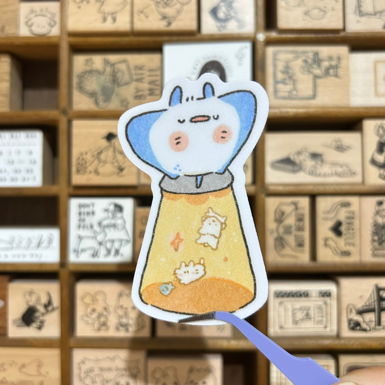 UBEE x tokubetsumemori Manta Ray UFO Waterproof Sticker