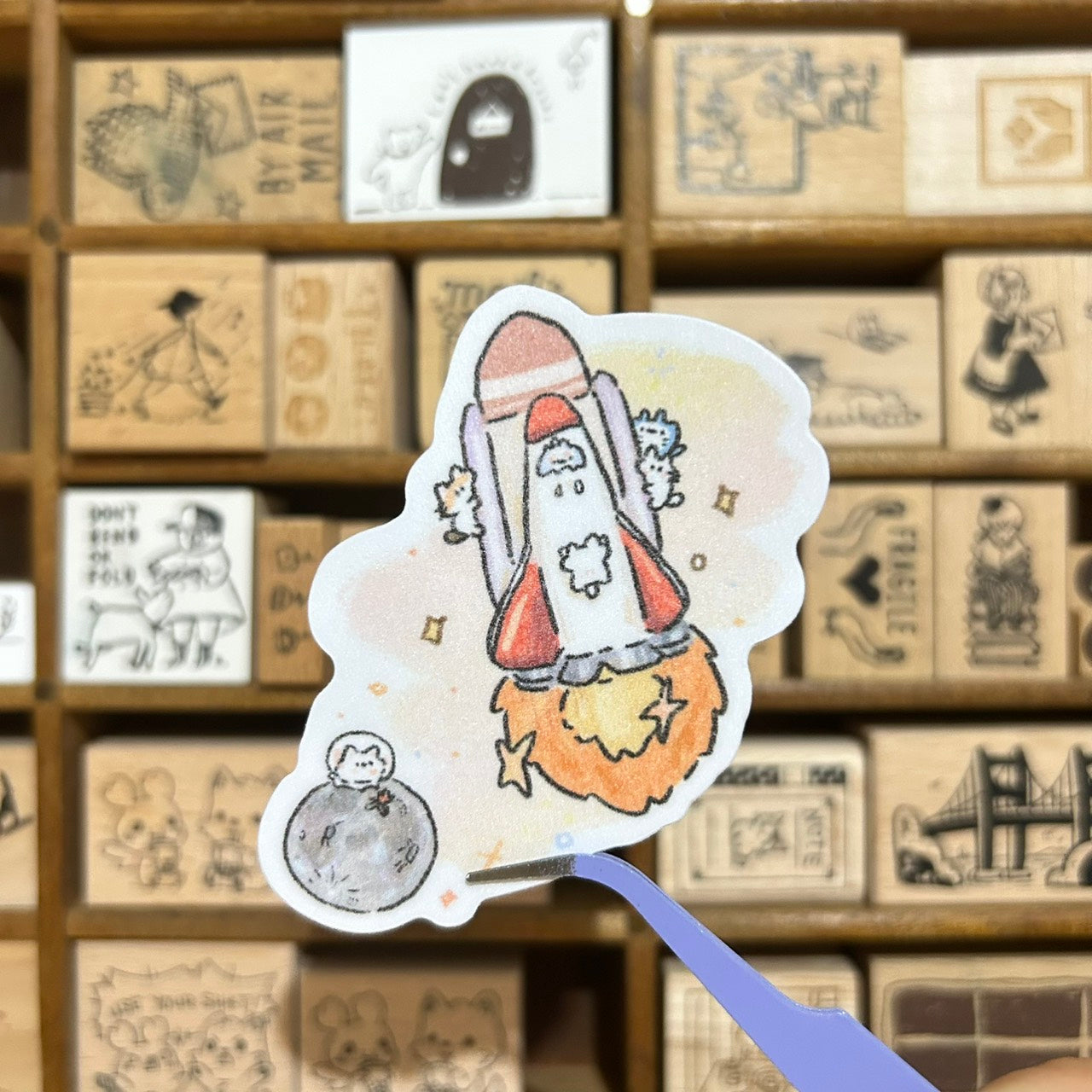 UBEE x tokubetsumemori Rocket Waterproof Sticker