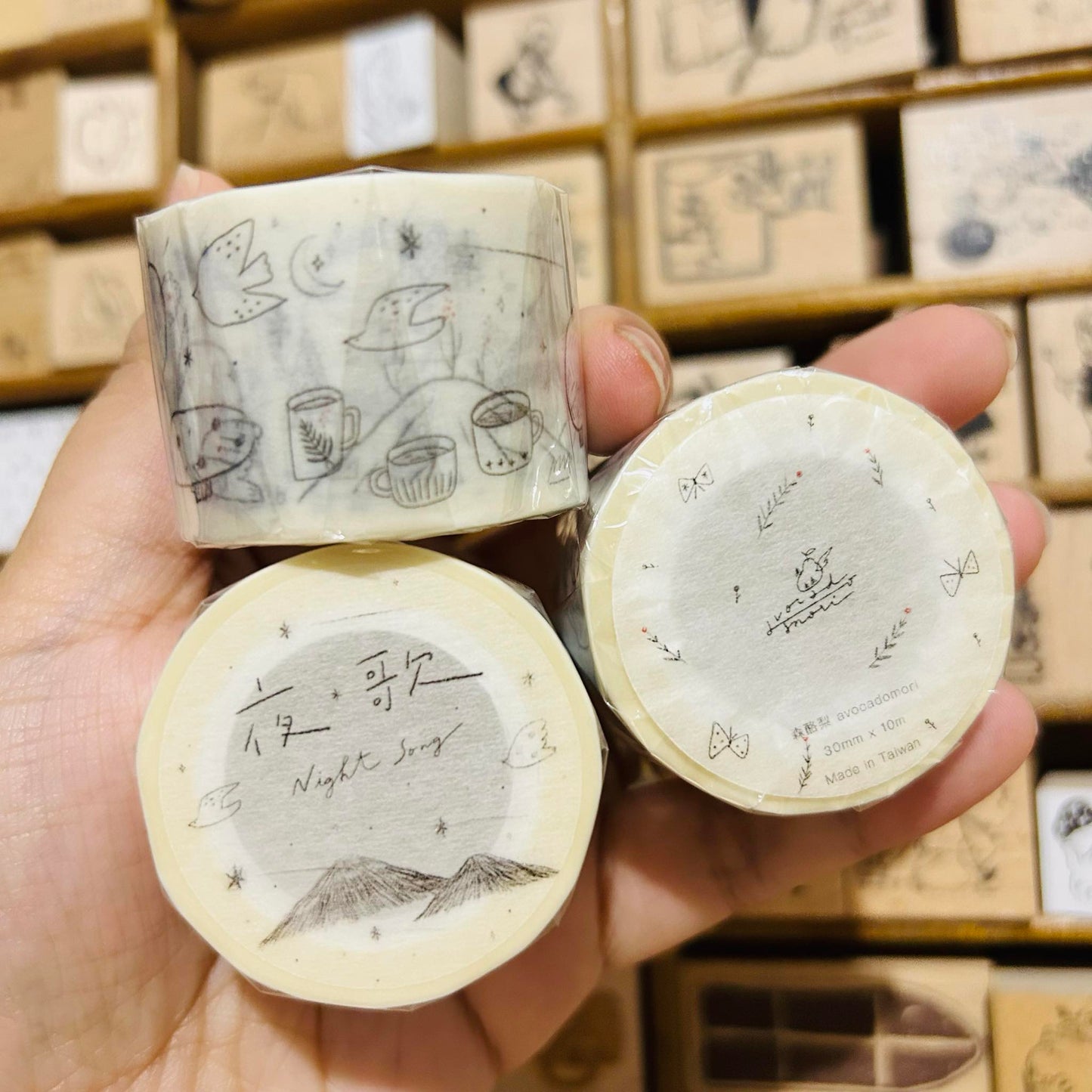 avocadomori Night Song Masking Tape Roll and Sample