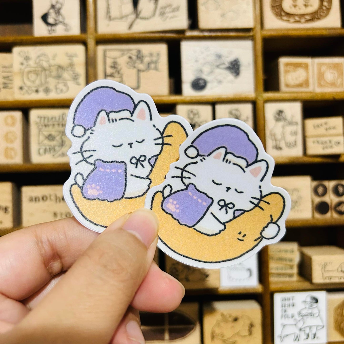 UBEE Good Night Moon Cat Waterproof Vinyl Sticker