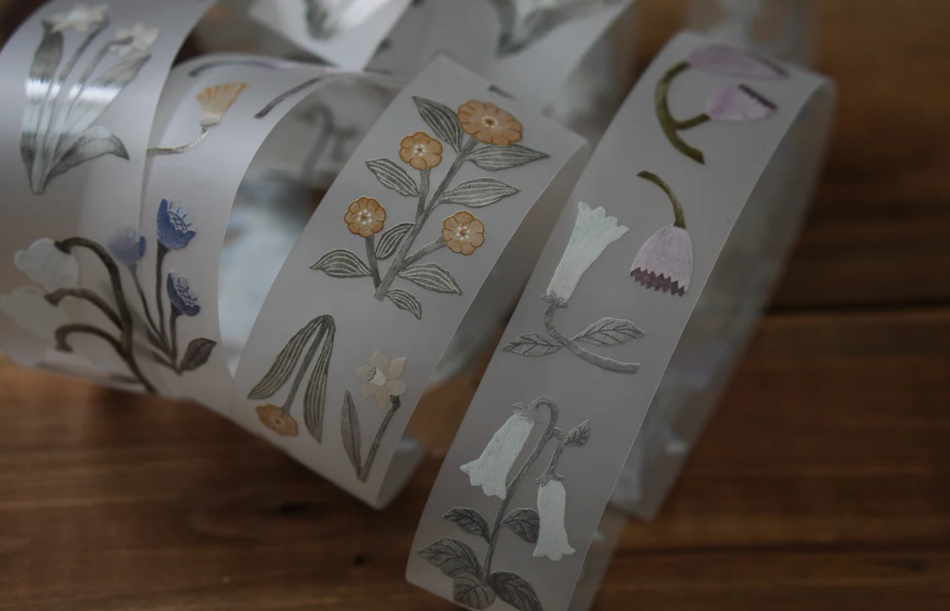 Ivy Snow Flower Flower PET Tape Full Roll and Samples