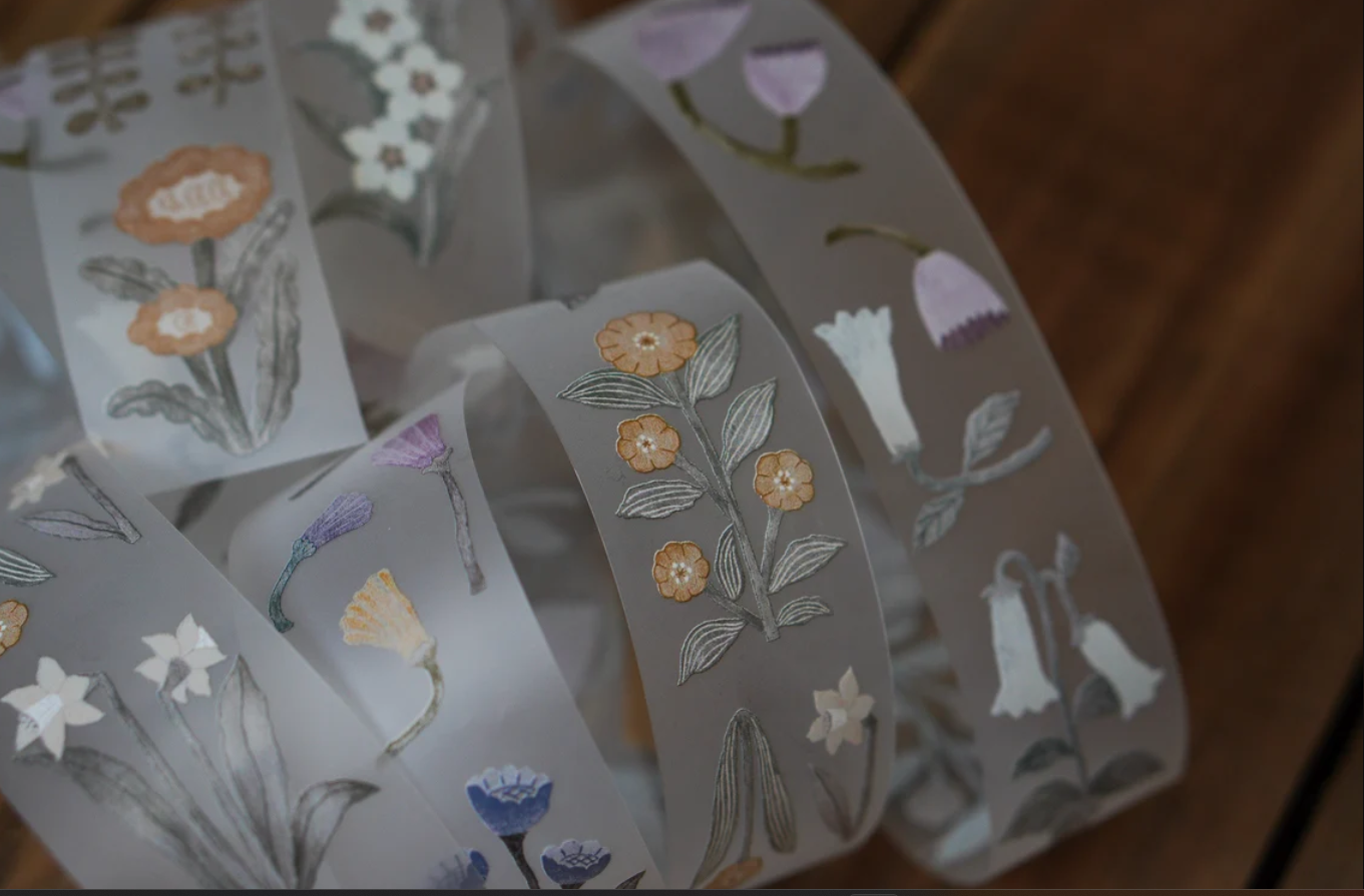 Ivy Snow Flower Flower PET Tape Full Roll and Samples
