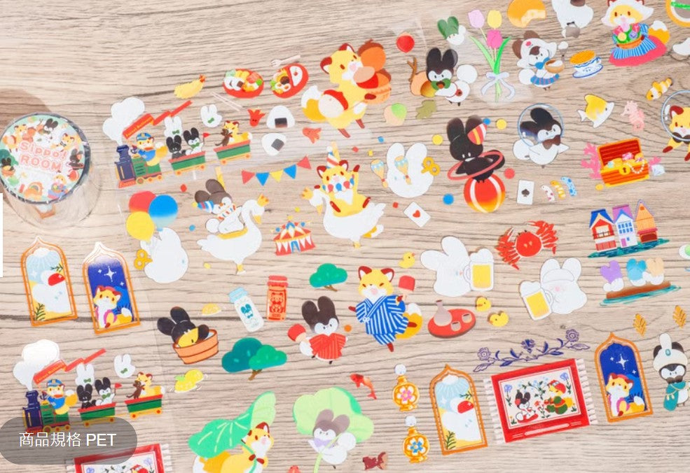 Kitsunebiyori x Bubukai Sippo PET Tape Roll and Masking Tape