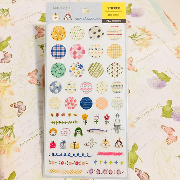 BERG x Pion Cute Circle Transparent Sticker Sheet