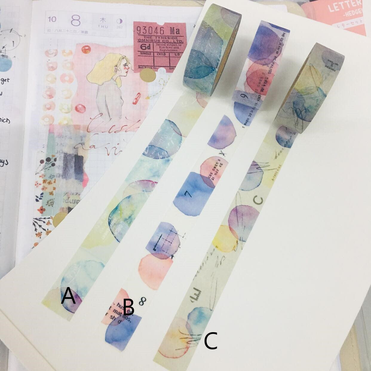 50cm YOHAKU Original Design Washi Tape Sample A B C