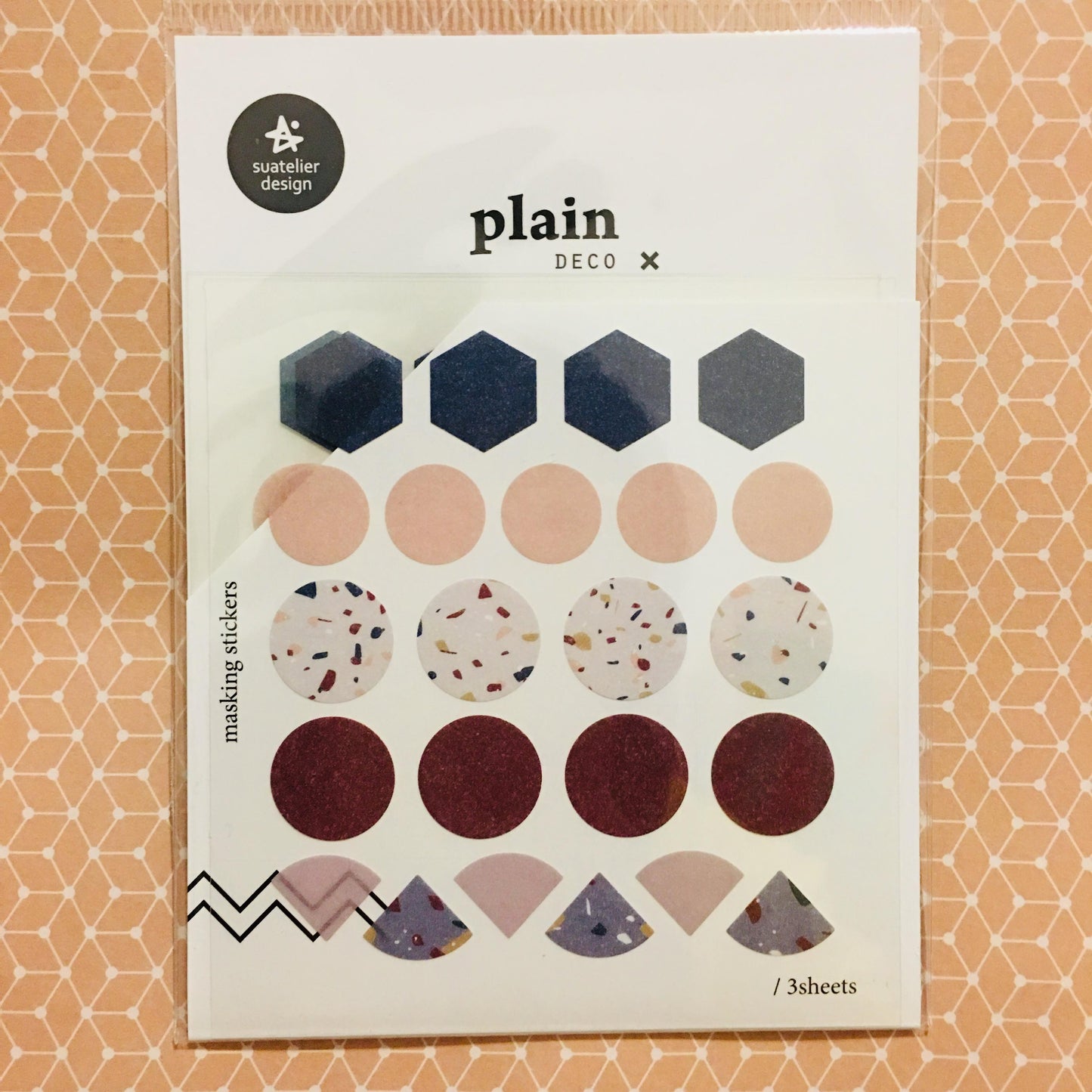Suatelier Design plain x deco Simple Geometric Shapes Planner Masking Sticker Sheets