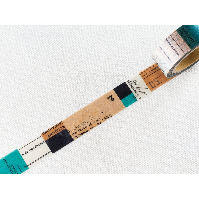 YOHAKU "collage_ao x tea" Y-014 Washi Masking Tape Roll