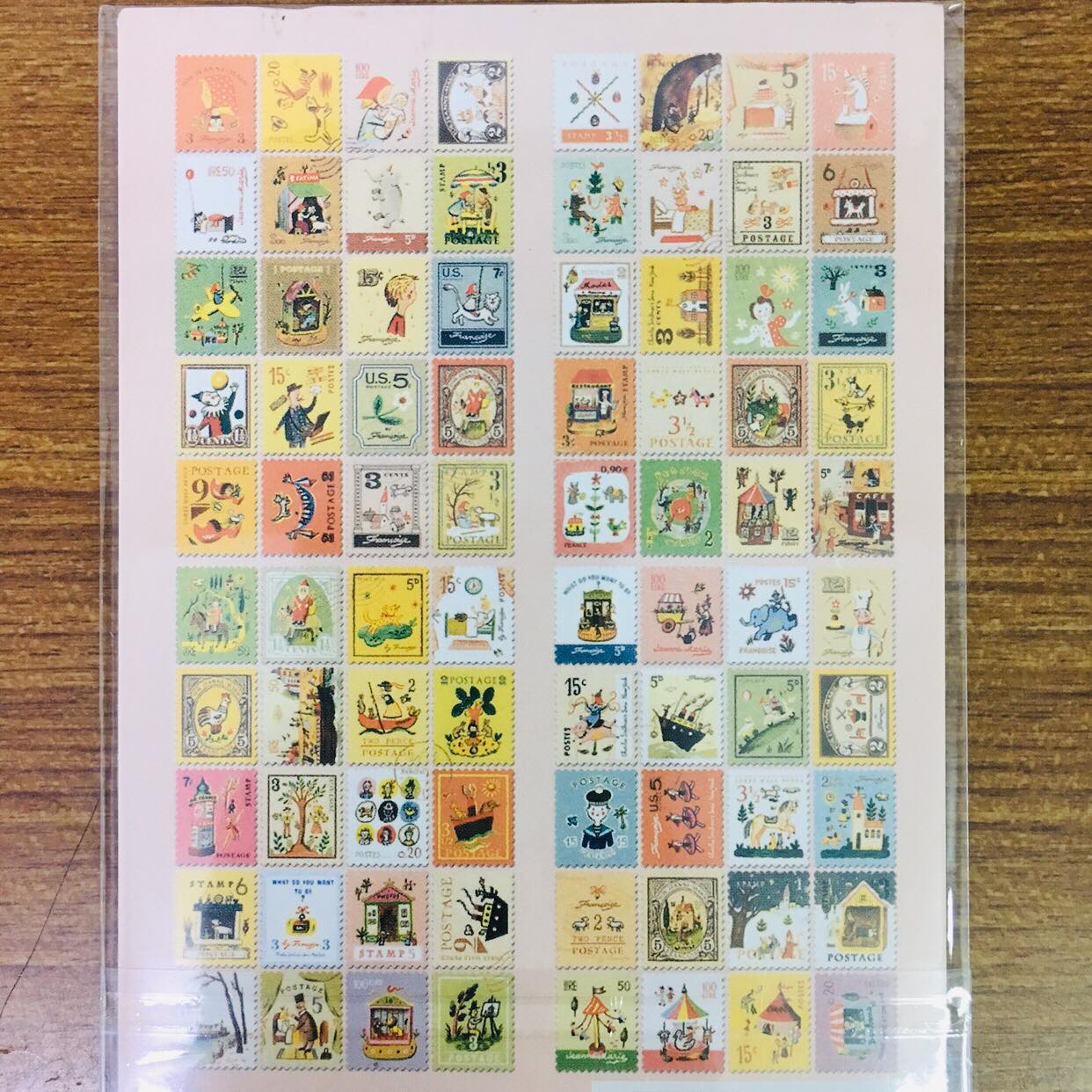 7321 Design Vintage Illustration Stamp Sticker Sheets 80pcs
