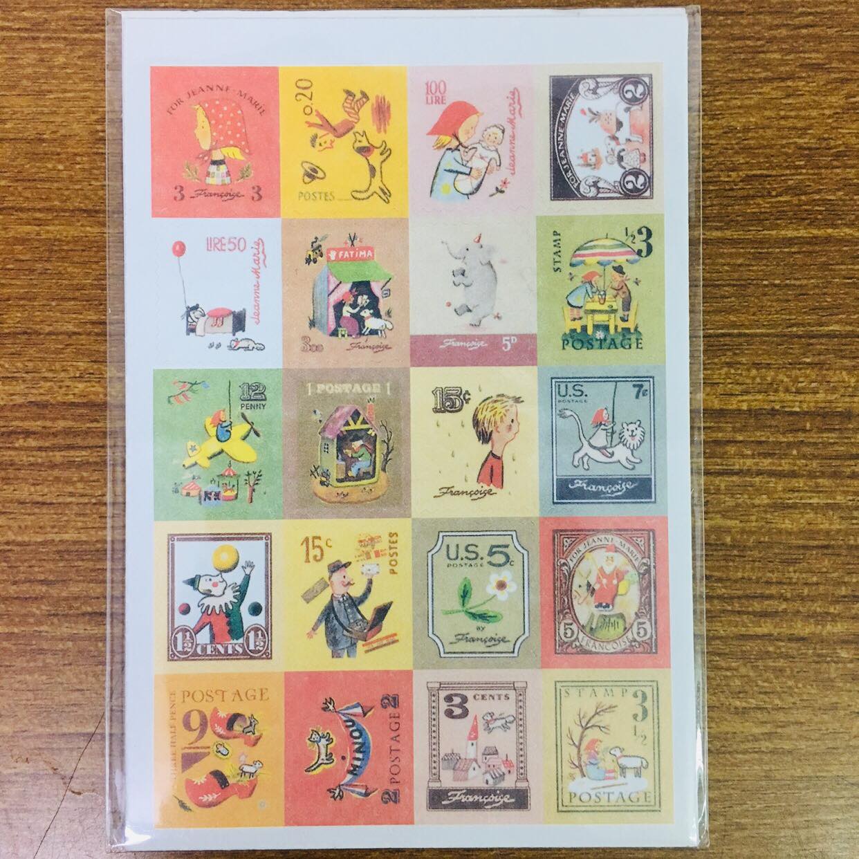 7321 Design Vintage Illustration Stamp Sticker Sheets 80pcs
