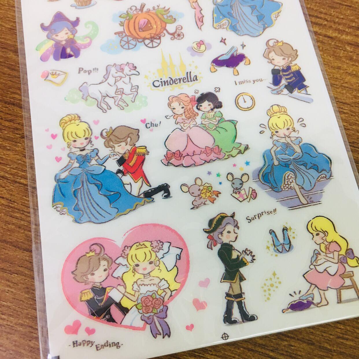 Funny Sticker World Cinderella Sticker Sheet Gold Foiled