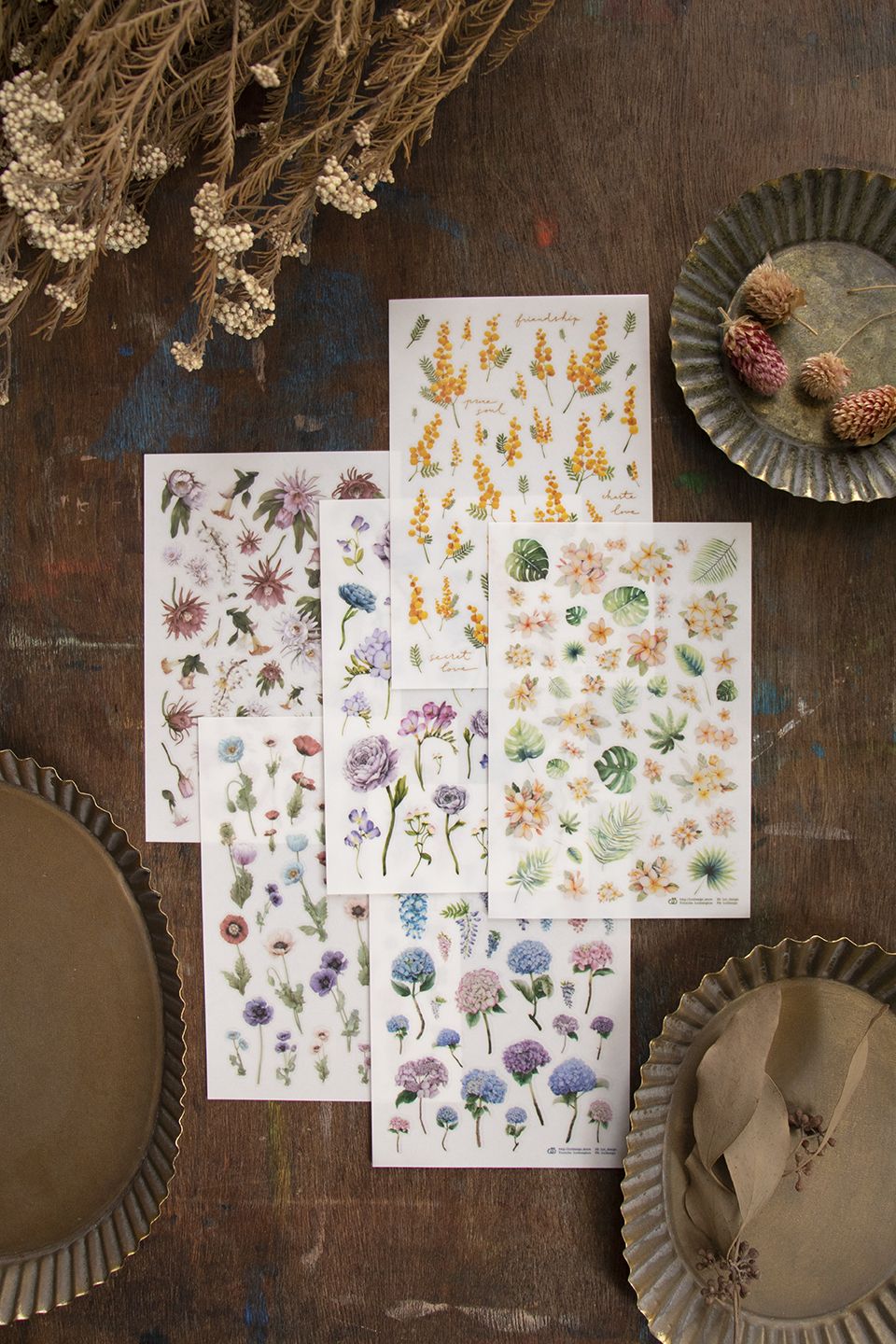 Loidesign Summer Flowers Transfer Sticker Sheets Pack