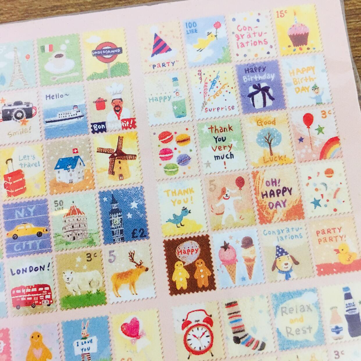 7321 Design Crayon Illustration Stamp Sticker Sheets 80pcs