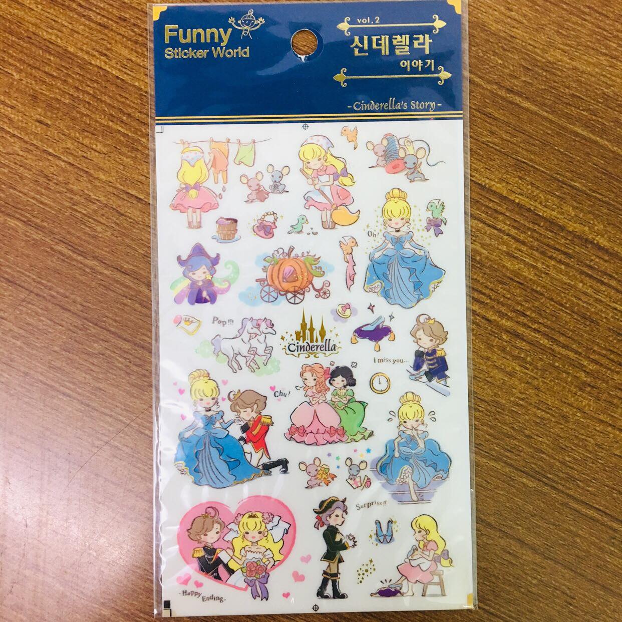Funny Sticker World Cinderella Sticker Sheet Gold Foiled