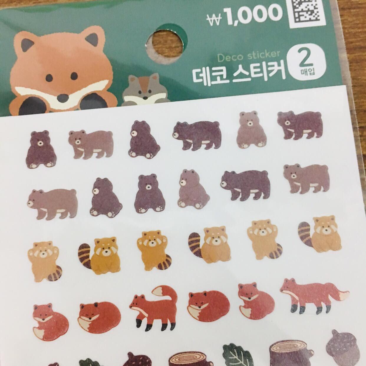 Daiso Korea Autumn Fall Mini Animals Sticker Sheets 2pc