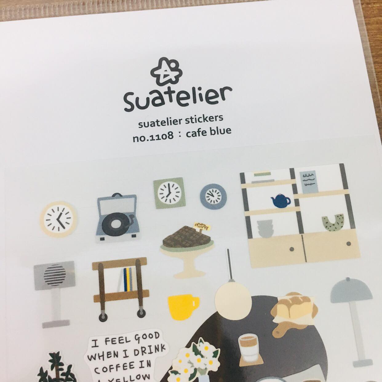 Suatelier Design cafe blue sticker sheet