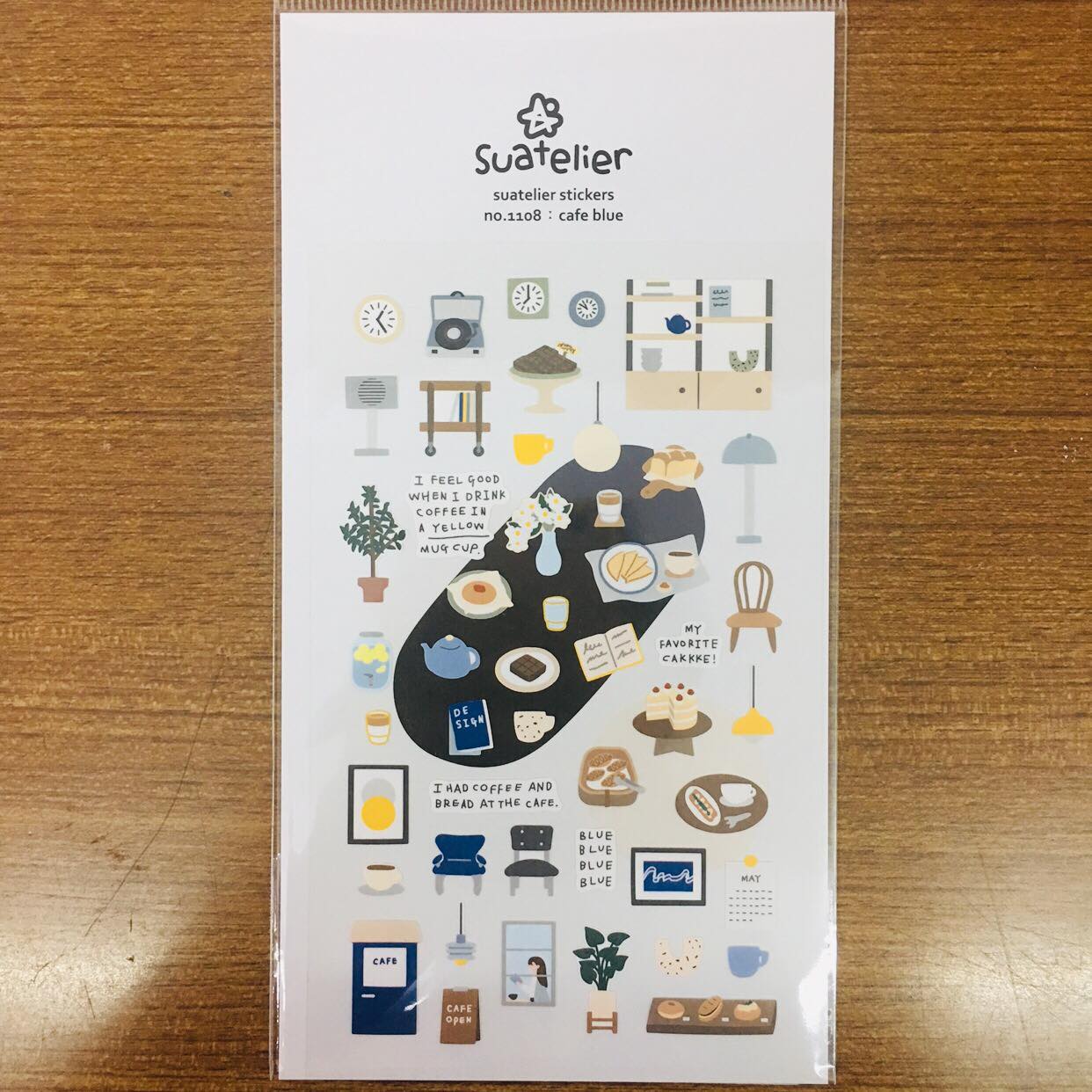 Suatelier Design cafe blue sticker sheet