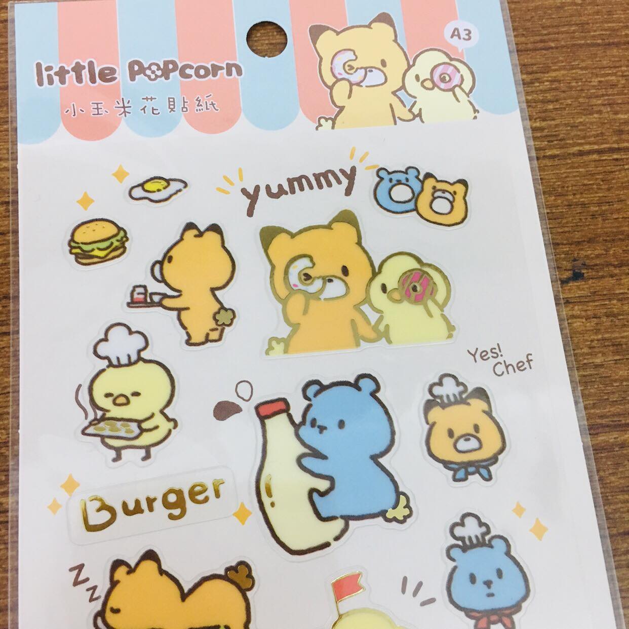 Little Popcorn Food Transparent Gold Foiled Sticker Sheet