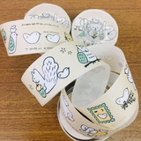 Evakaku Illustrated Washi Masking Tape Roll and Samples