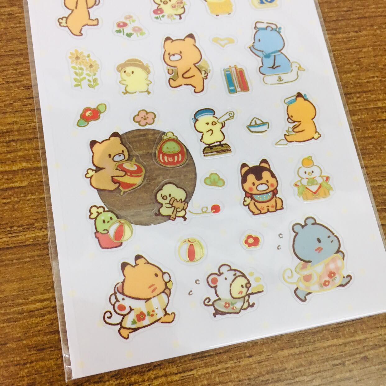 Little Popcorn Flowers Transparent Gold Foiled Sticker Sheet