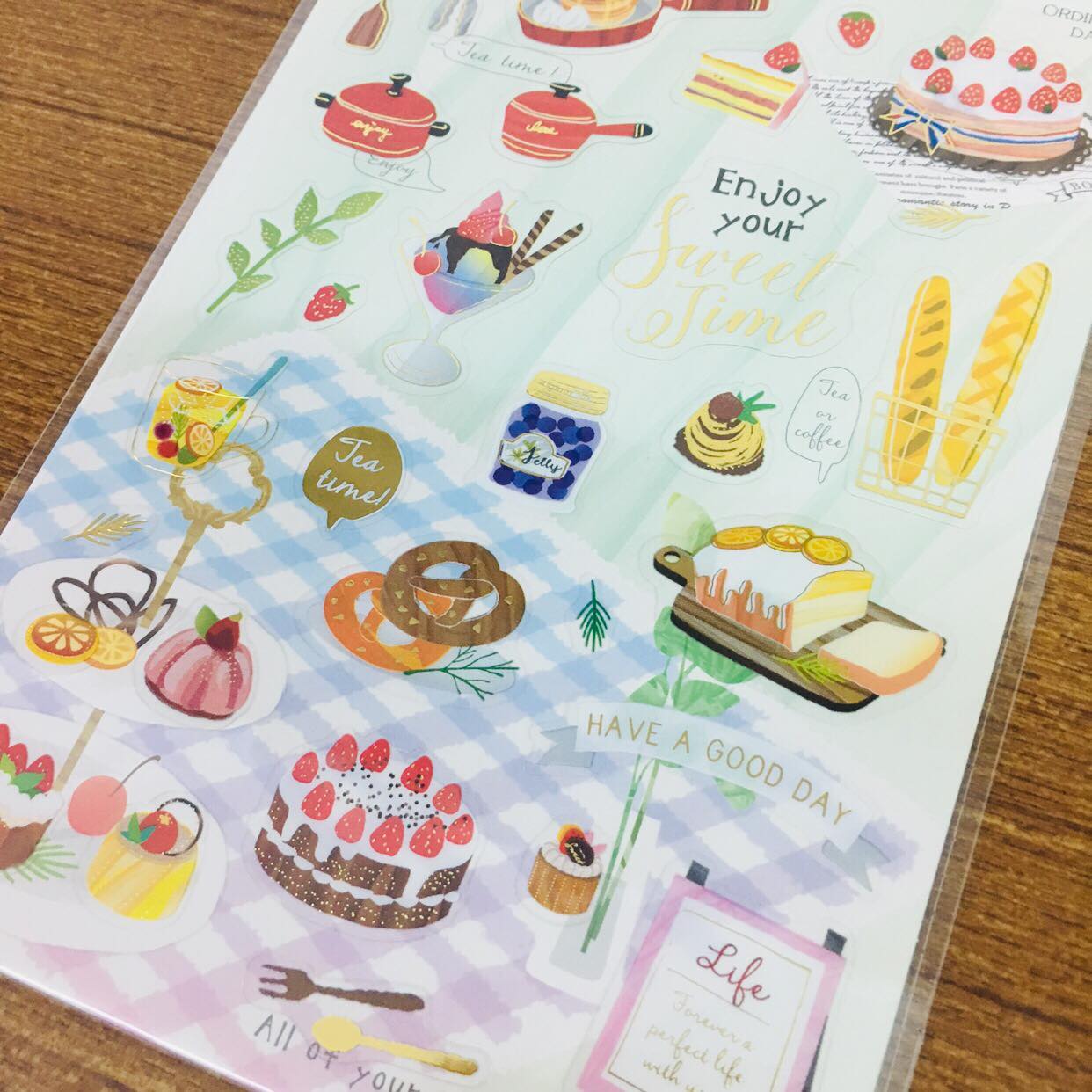 Season Paper Teatime Gold Foiled Transparent Sticker Sheet