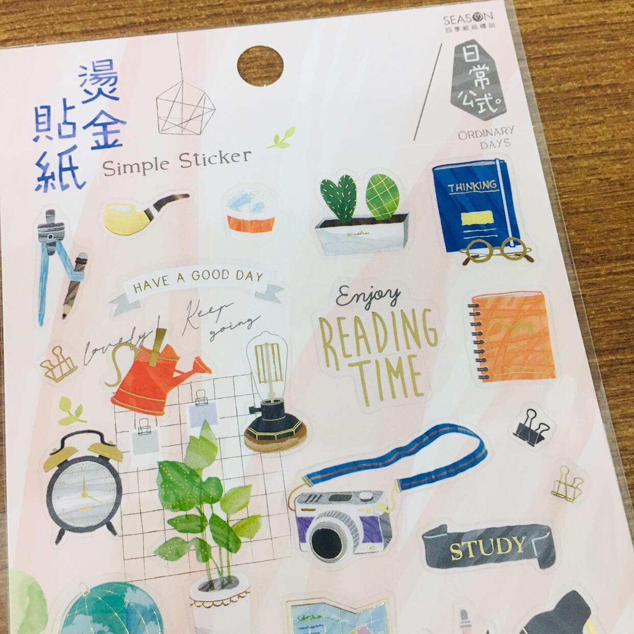 Season Paper Simple Gold Foiled Transparent Sticker Sheet