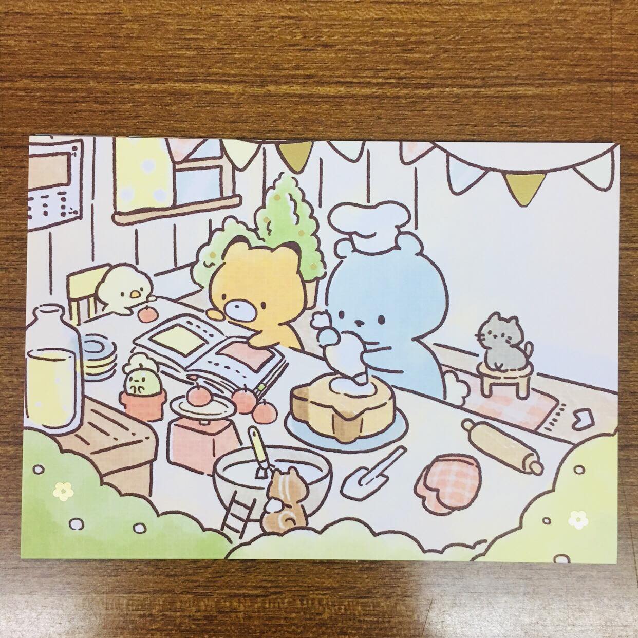 Little Popcorn Cooking Gold Foiled Paper Postcard