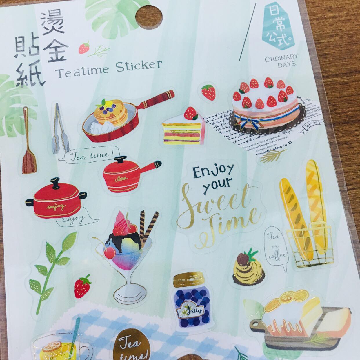Season Paper Teatime Gold Foiled Transparent Sticker Sheet
