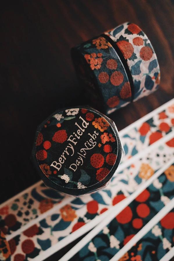 a kind of cafe Berry Field Day & Night Washi Masking Tape Roll and Samples