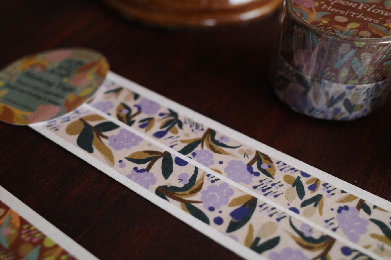 a kind of cafe Pom Pom Flower Here & There Washi Masking Tape Roll and Samples