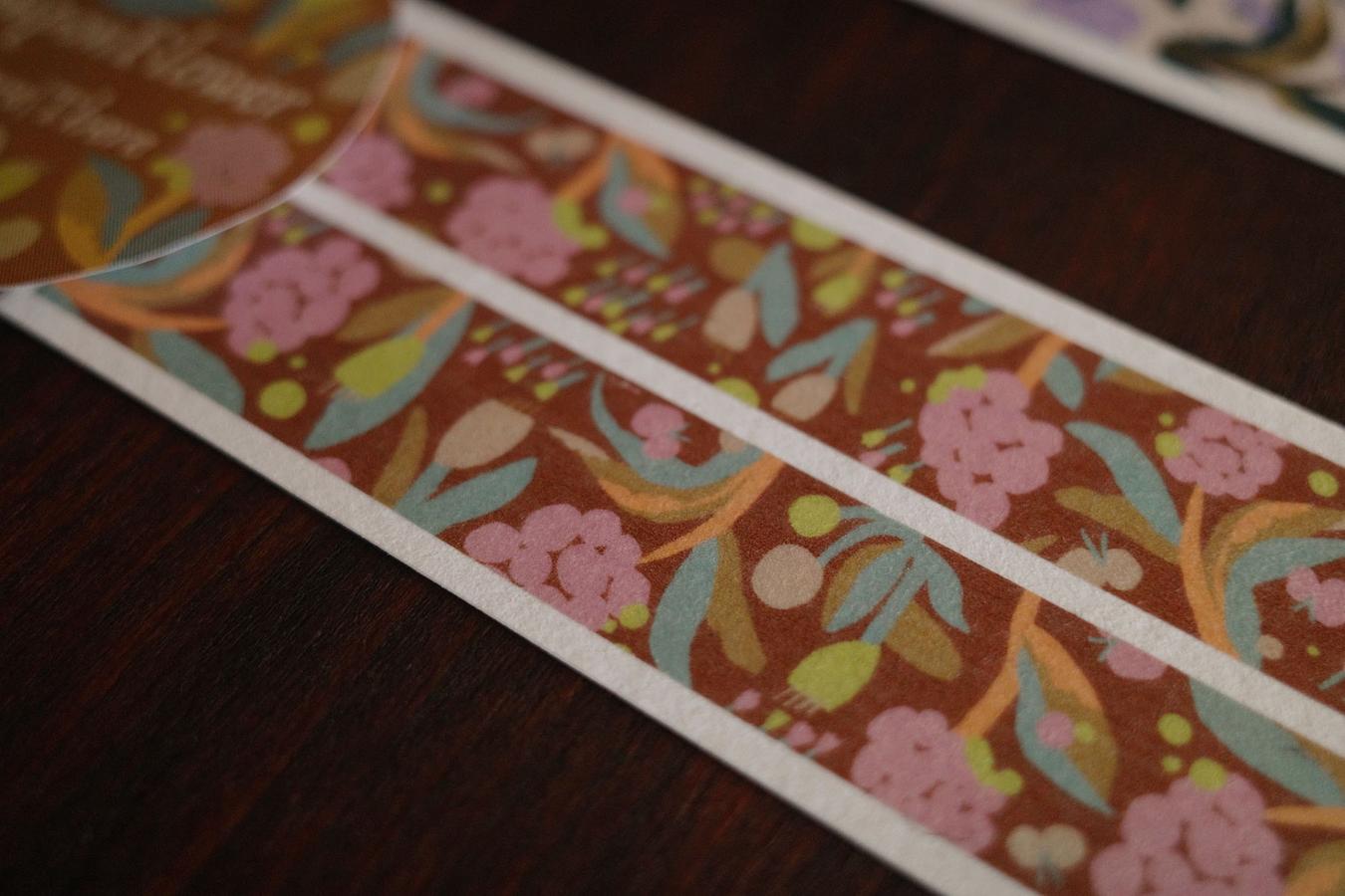a kind of cafe Pom Pom Flower Here & There Washi Masking Tape Roll and Samples