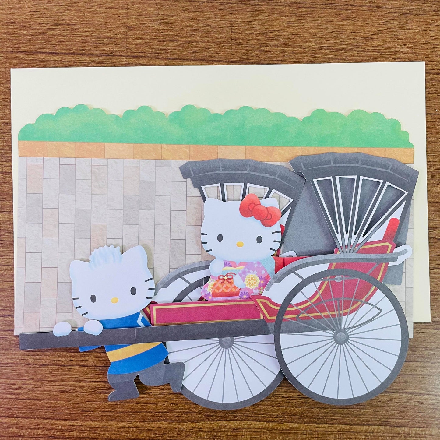 Hello Kitty 3D Japanese Rickshaw Card