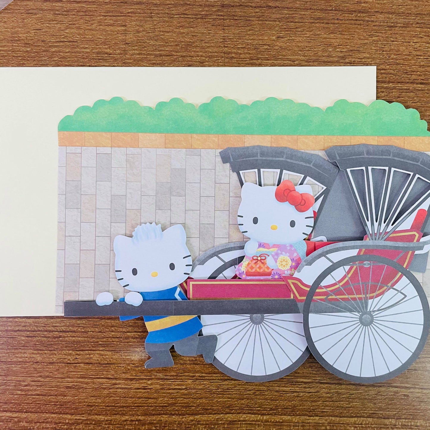 Hello Kitty 3D Japanese Rickshaw Card