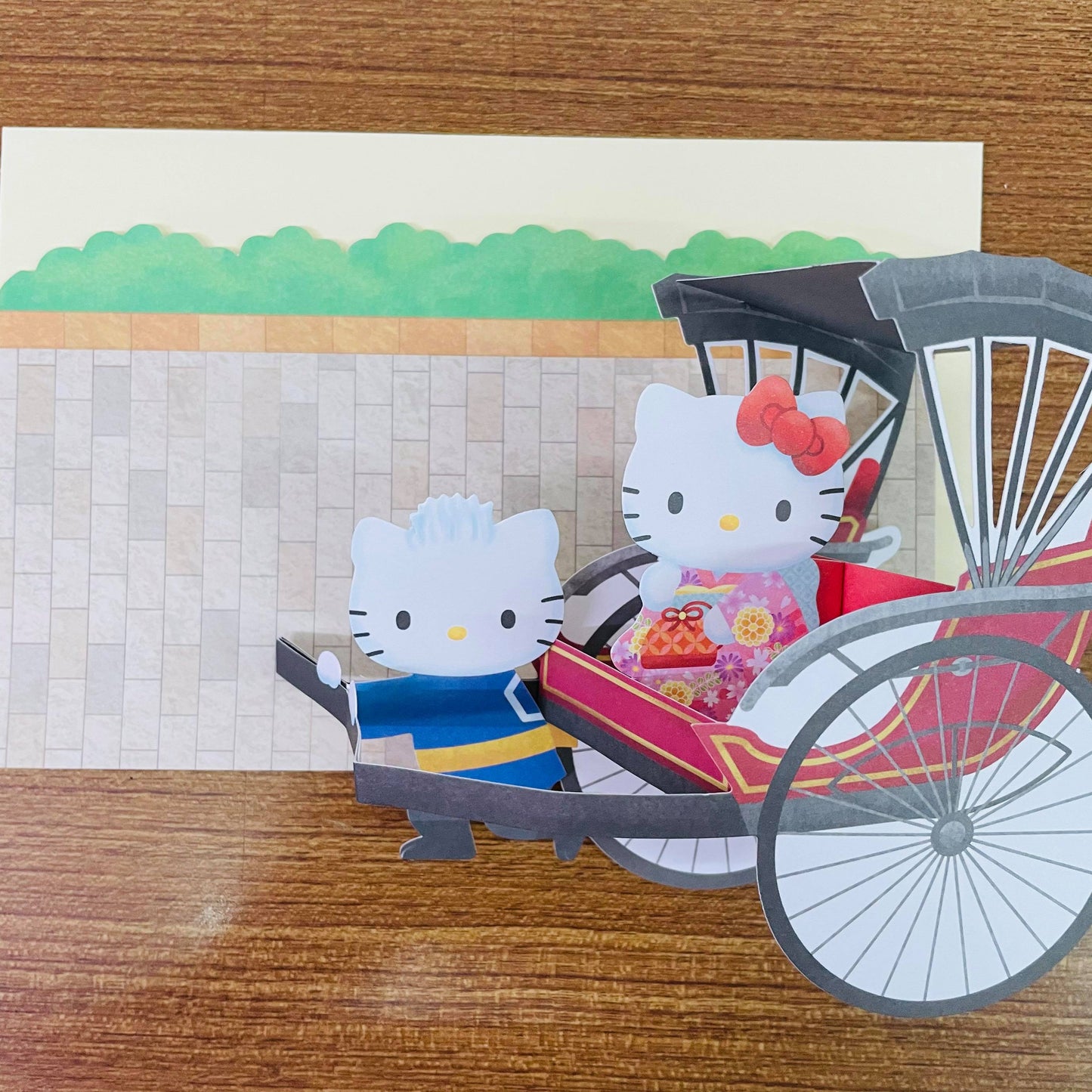 Hello Kitty 3D Japanese Rickshaw Card