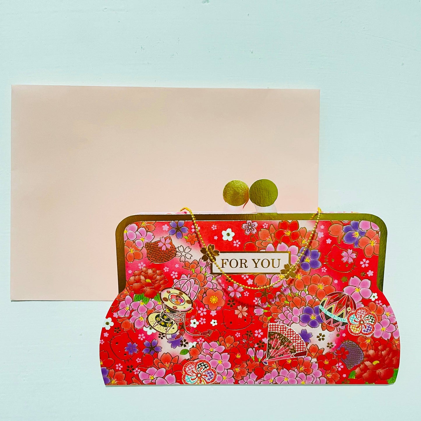 Hello Kitty Japanese Purse Gold Foiled Card